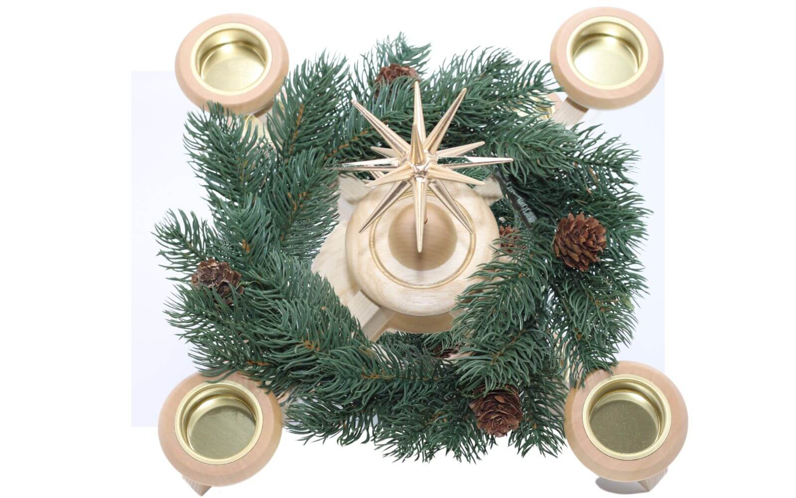 Adventsleuchter mit Weihnachtsstern und Tannenkranz, natur von Albin Preißler_Bild2