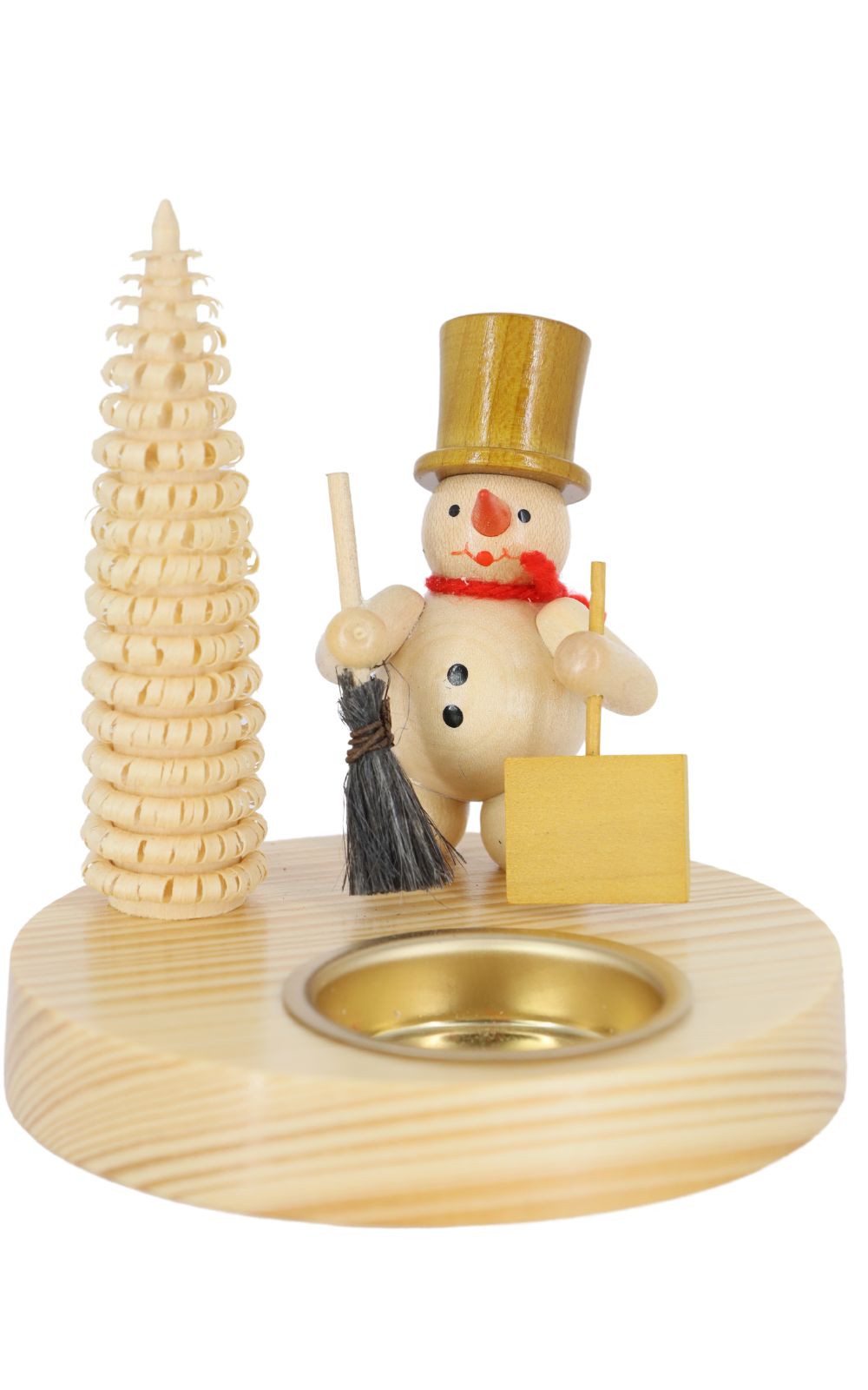 Teelichthalter Schneemann mit Schippe, 10 cm, natur von Ralf Zenker