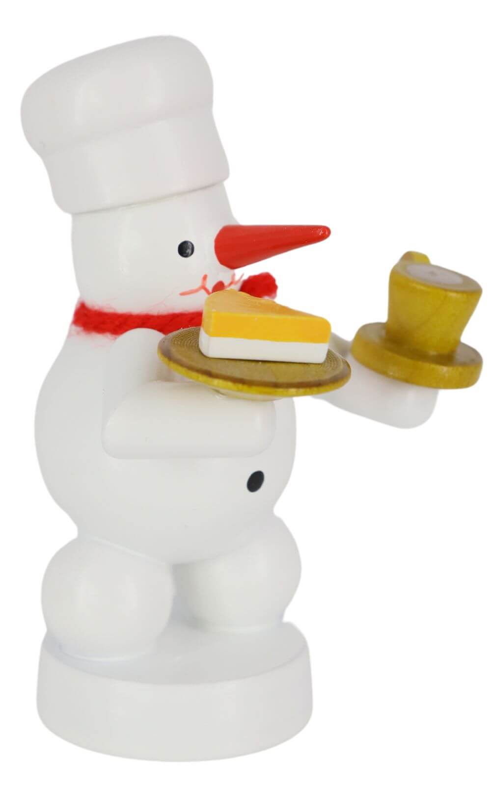 Schneemann Bäcker mit Kaffee und Kuchen, farbig, 8 cm von Volker Zenker_2