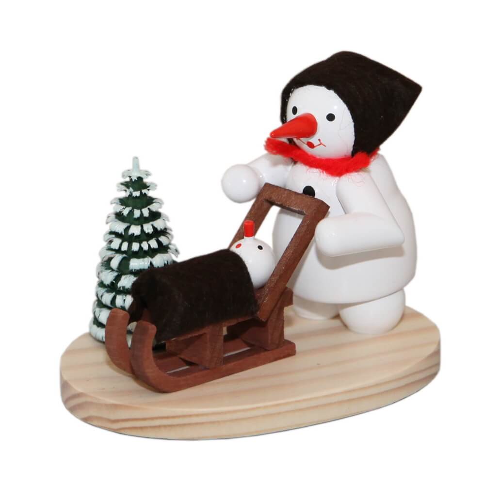 Miniatur Schneemann - Mama mit Kind im Schlitten von Ralf Zenker