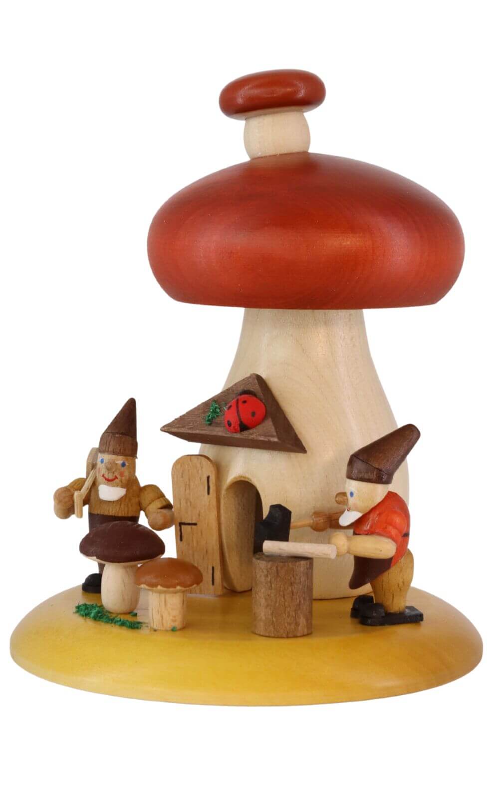 Räuchermännchen Pilz mit Zwergen, 13 cm von Richard Glässer_Bild1