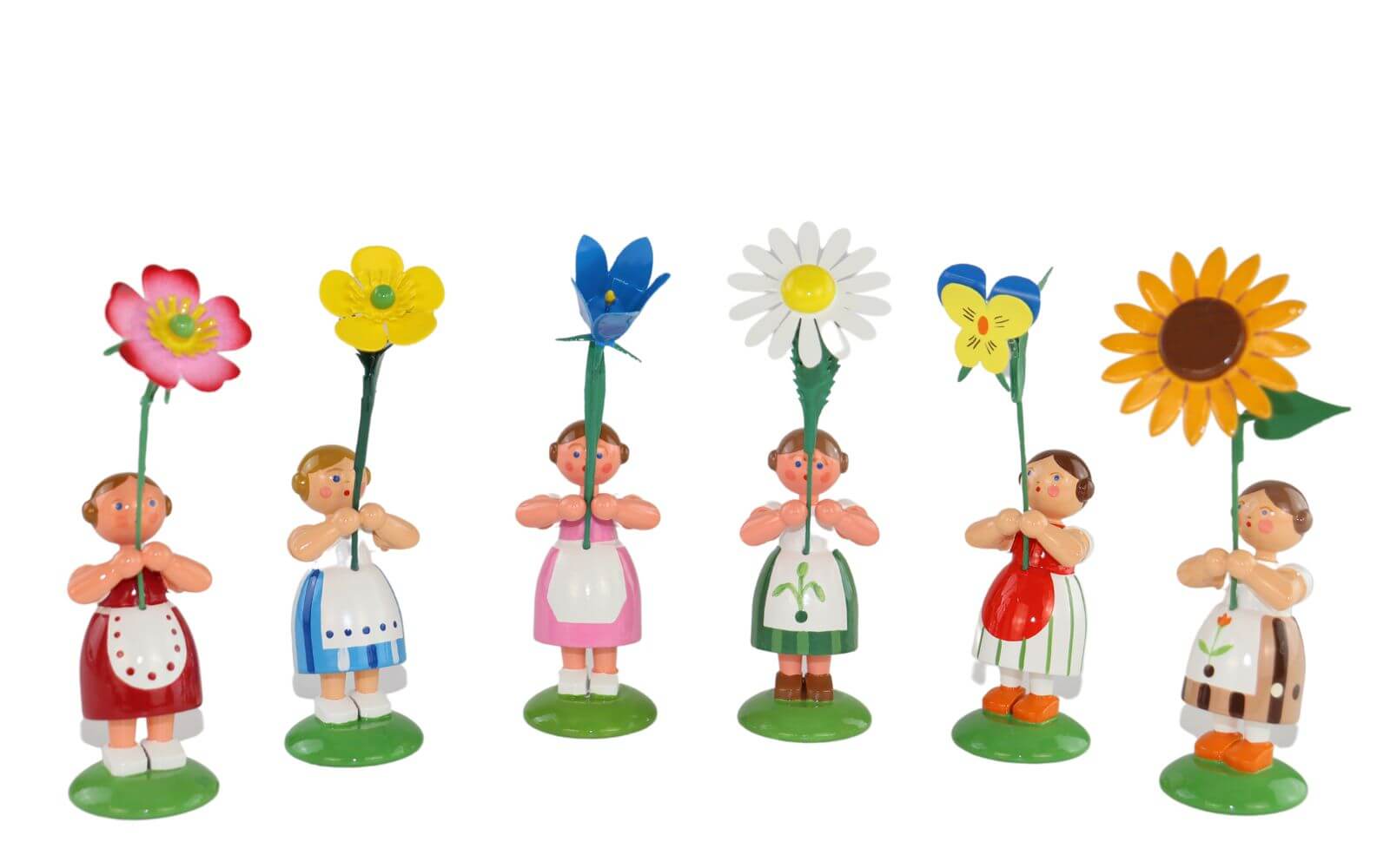 Sommerblumenmädchen, 6 Stück, 12 cm von HODREWA Legler