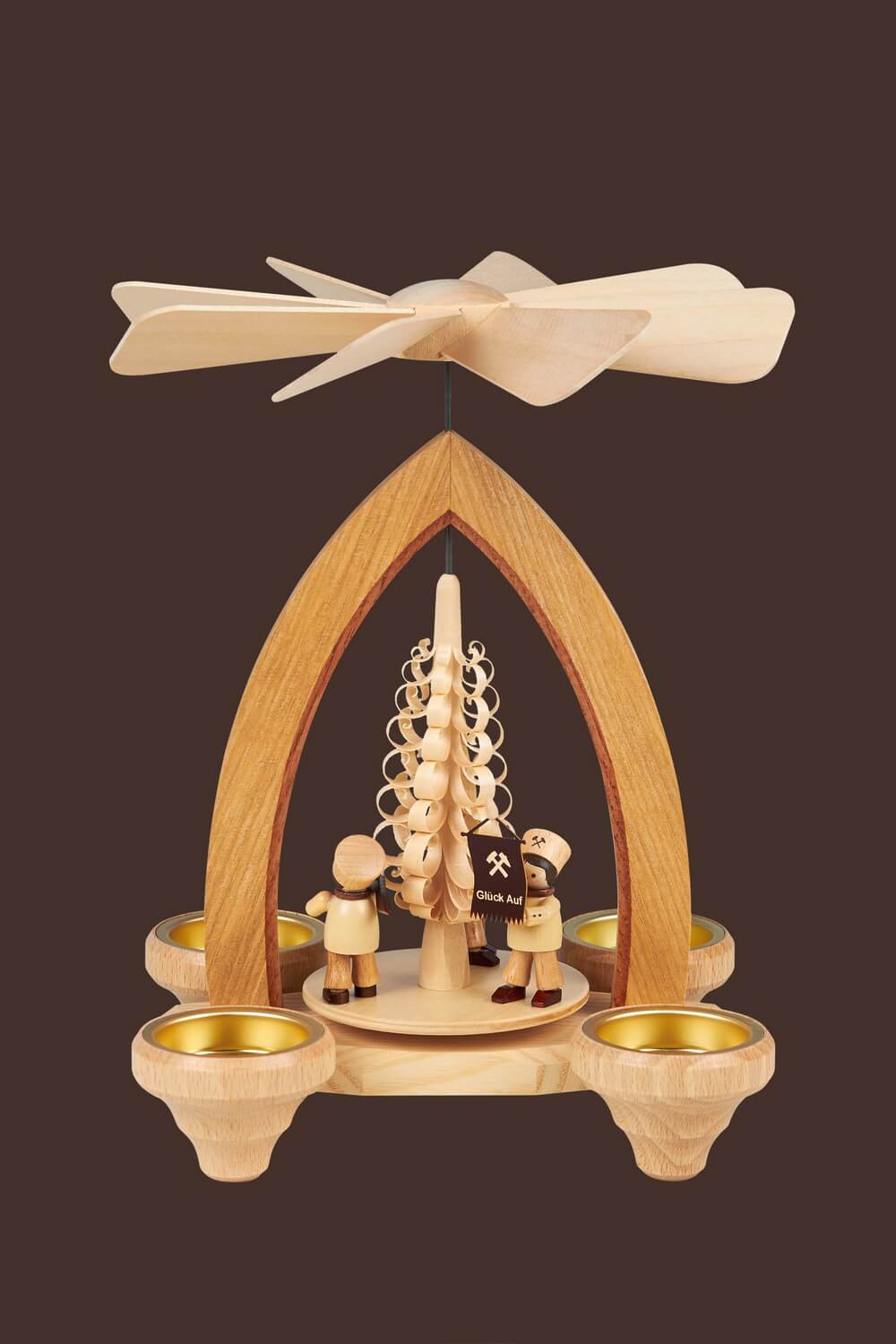 Weihnachtspyramide für Teelichte Bergmannszug, 26 cm von Heinz Lorenz_1