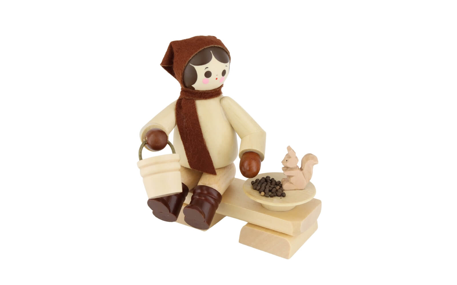 Mädchen auf einer Bank mit Eichhörnchen, 10 cm von Romy Thiel