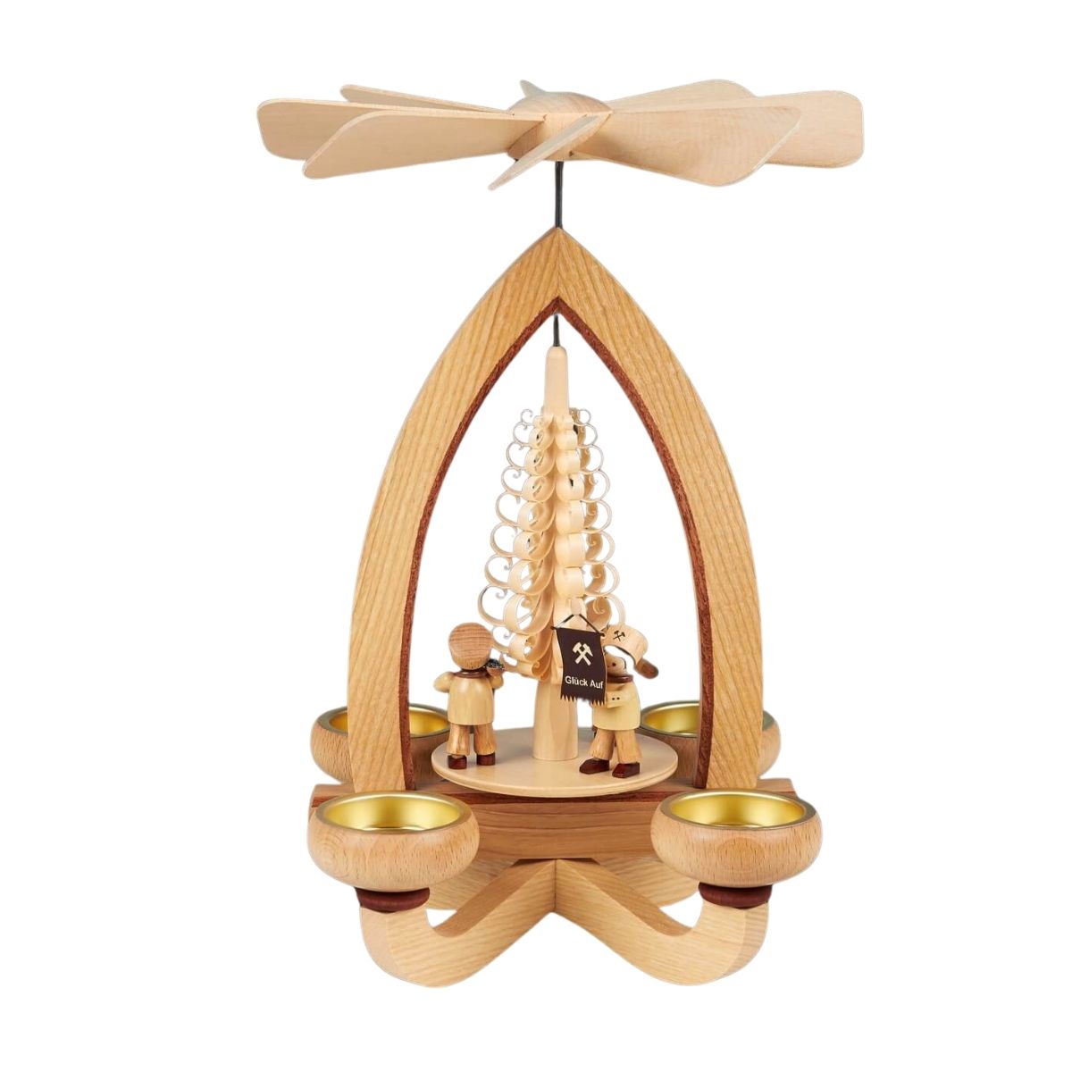 Weihnachtspyramide mit Bergmannszug für Teelichte, 28 cm von Heinz Lorenz