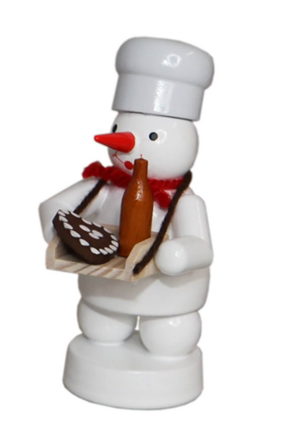 Schneemann Bäcker mit Bauchladen, farbig, 8 cm von Ralf Zenker