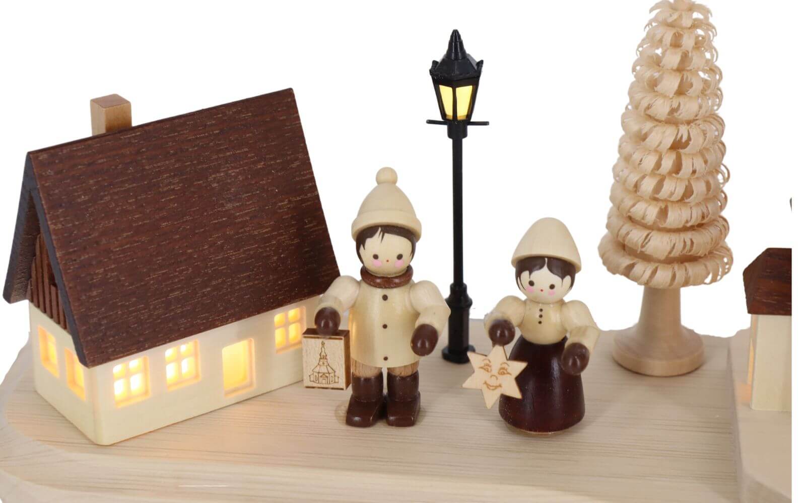 Sockelbrett Seiffener Dorf mit Striezelkinder, beleuchtet, 36 cm von Nestler-Seiffen_3
