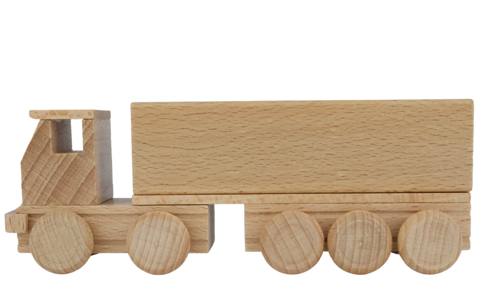 Holzauto Sattelschlepper mit Pritsche, natur von Ebert GmbH_2