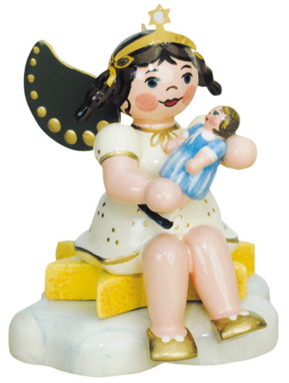 Miniatur - Weihnachtsengel mit Puppe, 7 cm von Hubrig Volkskunst