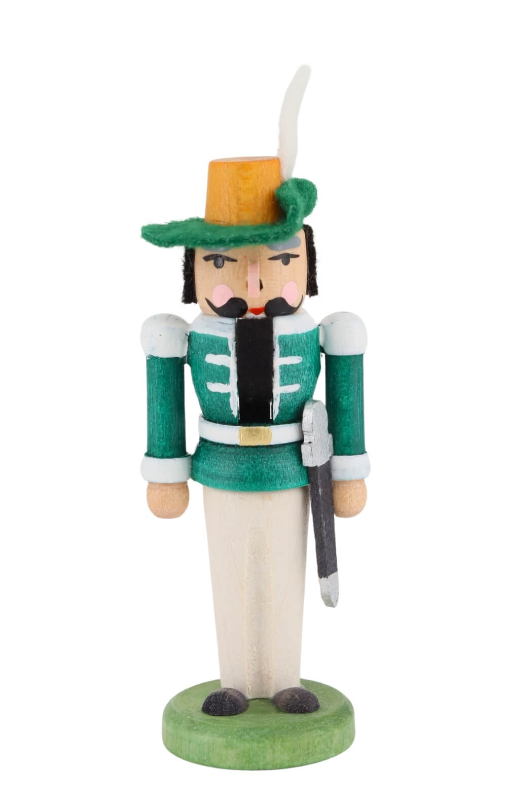 Miniatur Nussknacker Musketier, grün, 8 cm von SEIFFEN.COM