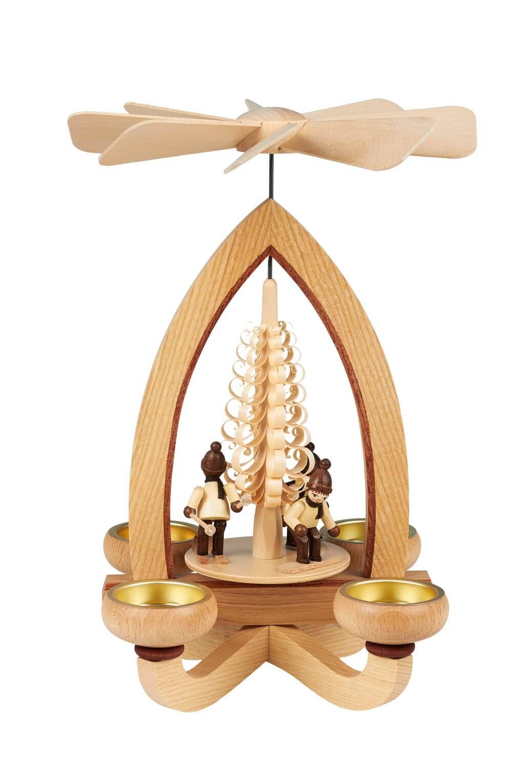 Weihnachtspyramide Wintersportler für Teelichte, 28 cm von Heinz Lorenz_bild1