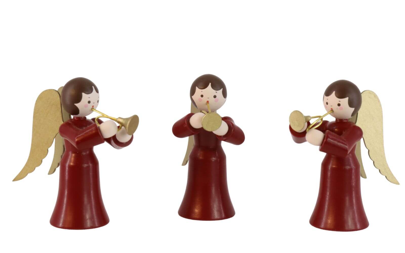 Weihnachtsengel mit Trompete, 3-teilig, farbig von Romy Thiel