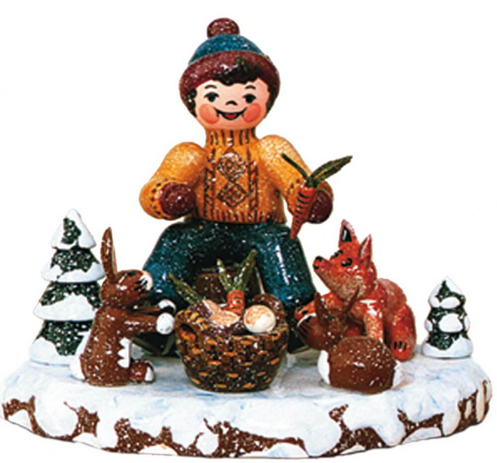 Miniatur Winterkind Tiere des Waldes von Hubrig Volkskunst
