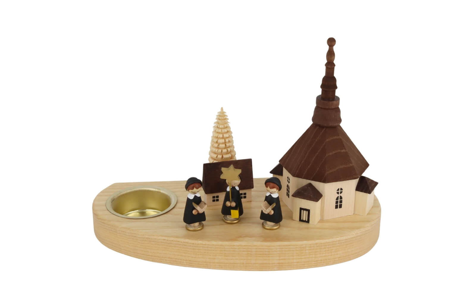 Weihnachtskerzenhalter Seiffener Kirche mit Kurrende, 16 cm von Richard Glässer_3