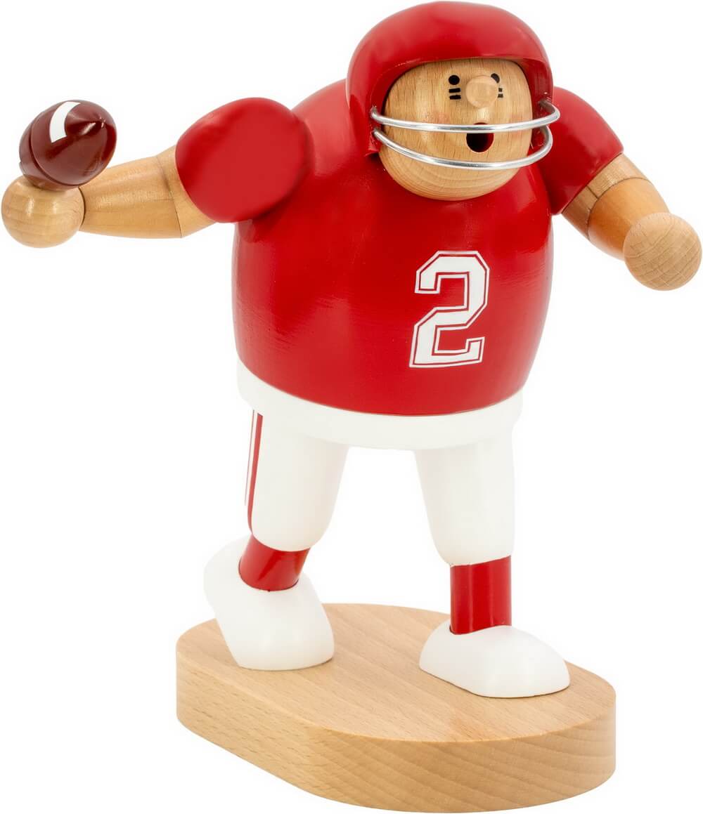 Räuchermännchen Footballspieler, rot, 20 cm von KWO