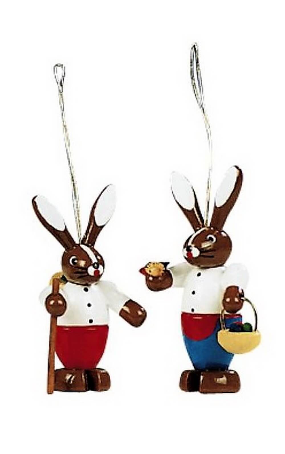 Osterhasen - Paar zum Hängen, farbig, 6 cm von Knuth Neuber