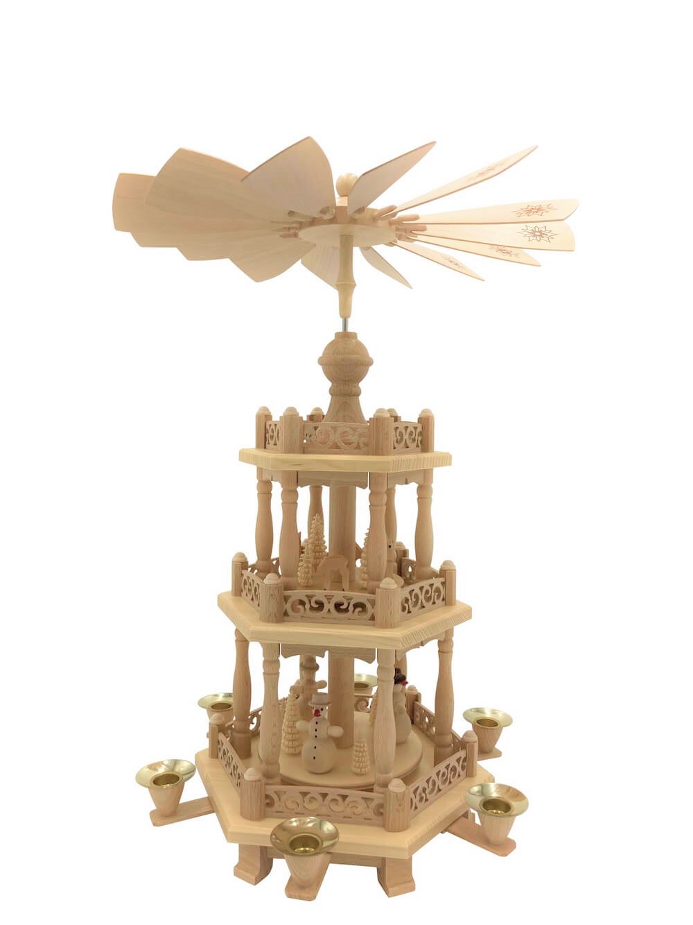 Weihnachtspyramide mit Schneemännern und Rehen, 2 - stöckig, 47 cm von Richard Glässer_Bild2