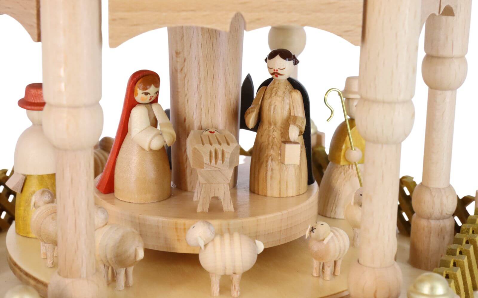 Weihnachtspyramide Heilige Geschichte mit Spielwerk, 70 cm, natur von Richard Glässer_4