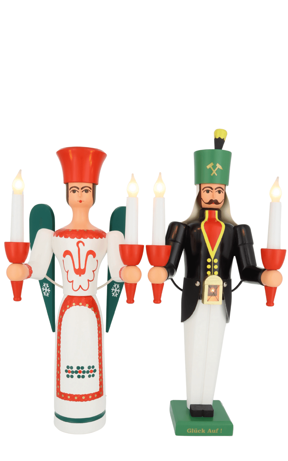 Engel und Bergmann, farbig, elektrisch beleuchtet, 50 cm von SEIFFEN.COM