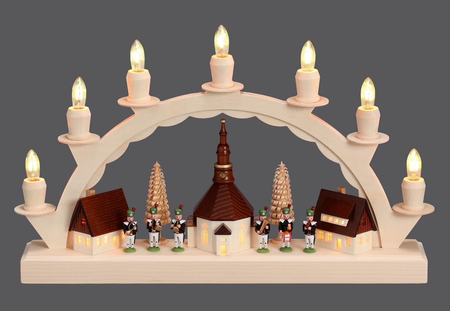 Schwibbogen Seiffener Dorf mit Bergmannskapelle von SEIFFEN.COM_2