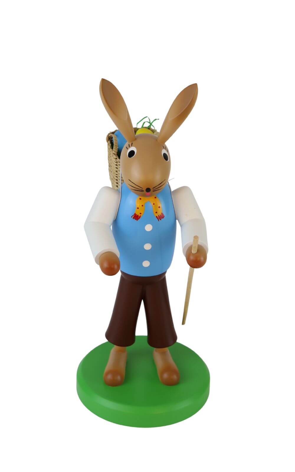 Osterhase mit Korb und Wanderstab, 28 cm von SEIFFEN.COM