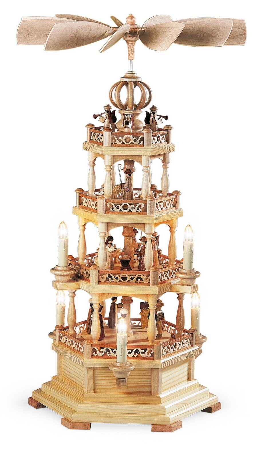 Weihnachtspyramide Heilige Geschichte, 4 – stöckig, elektrisch, 64 cm von Müller Kleinkunst