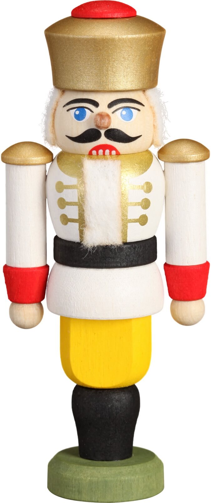 Nussknacker König, weiß, 9 cm von Seiffener Volkskunst eG