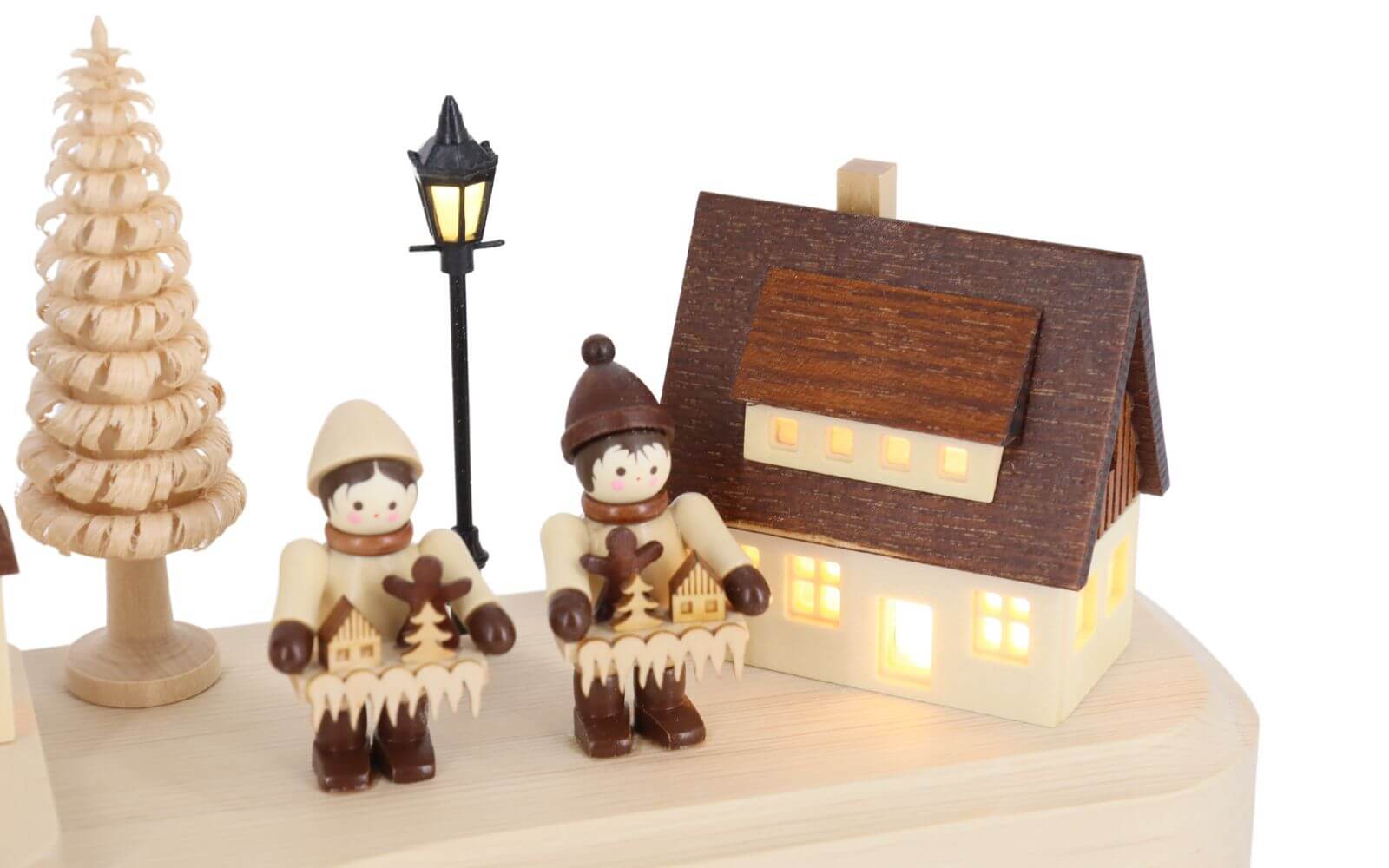 Sockelbrett Seiffener Dorf mit Striezelkinder, beleuchtet, 36 cm von Nestler-Seiffen_5