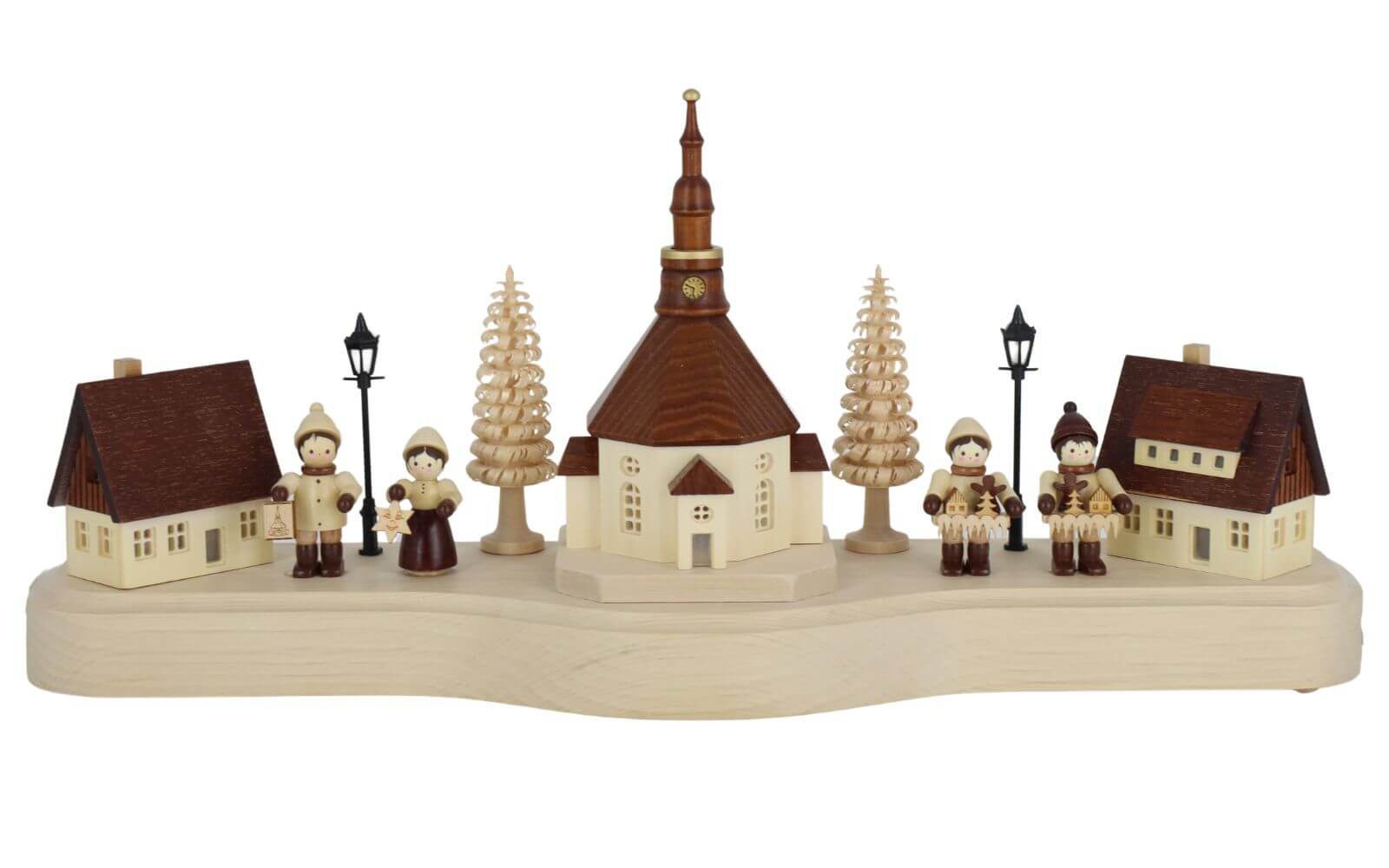 Sockelbrett Seiffener Dorf mit Striezelkinder, beleuchtet, 36 cm von Nestler-Seiffen_2