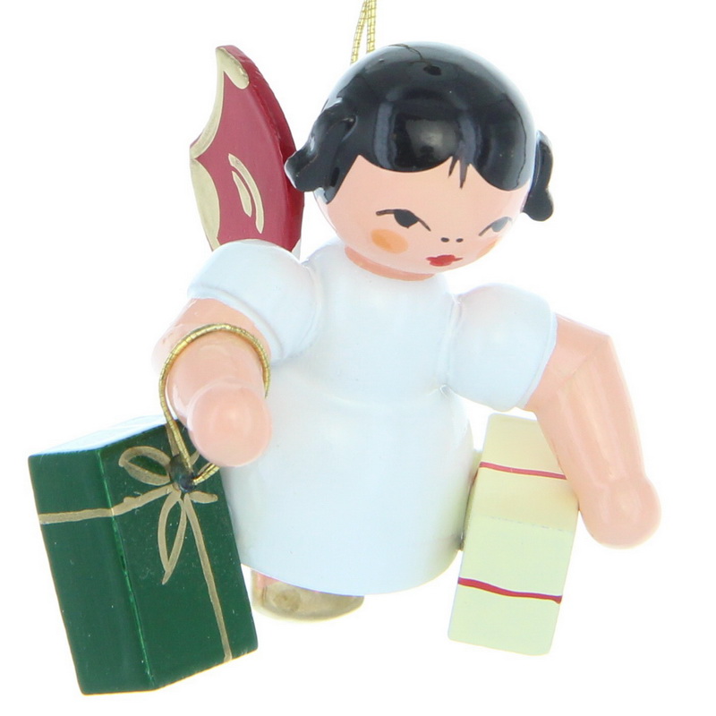 Schwebeengel mit 2 Geschenken und roten Flügeln von Figurenland Uhlig GmbH