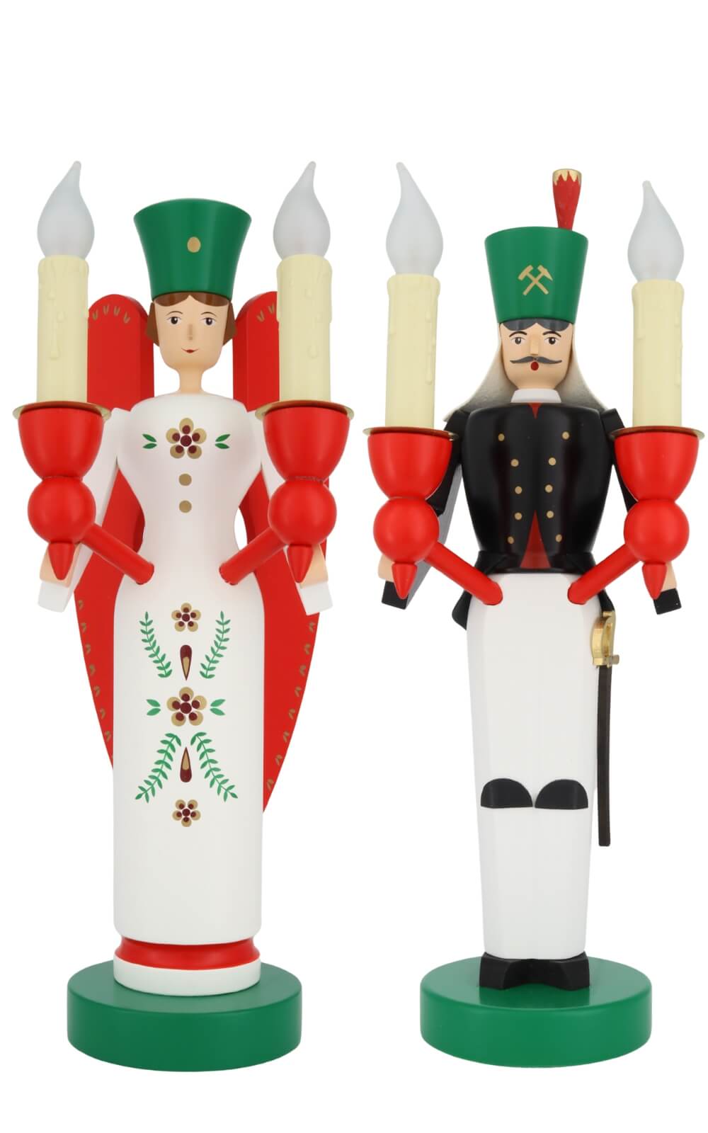 Engel und Bergmann elektrisch beleuchtet, 26 cm, farbig von Richard Glässer_2