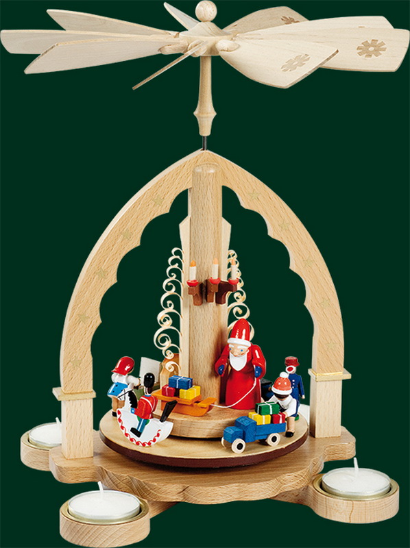 Weihnachtspyramide Weihnachtsbescherung, natur von Richard Glässer