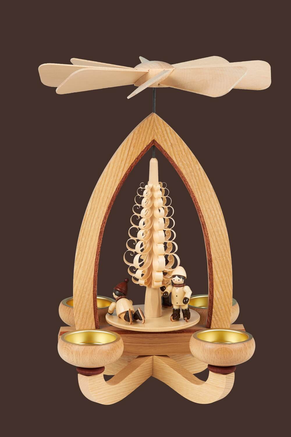 Teelichtpyramide mit Eisläufer, 28 cm, Heinz Lorenz Olbernhau/ Erzgebirge_Bild2