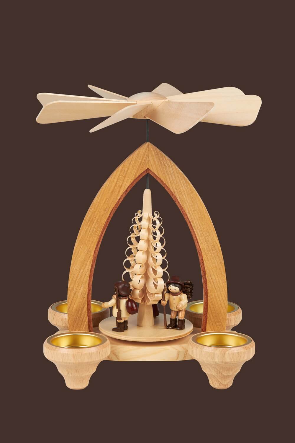 Teelichtpyramide mit Waldleute, 26 cm, Heinz Lorenz Olbernhau/ Erzgebirge_Bild2