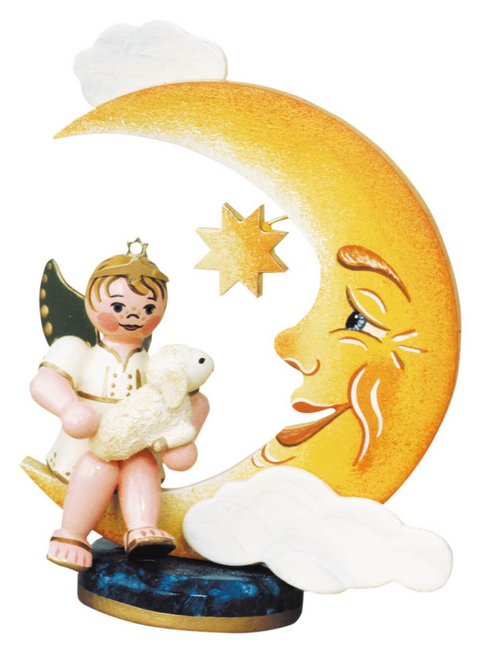 Weihnachtsengel - Bub mit Mond und Schäfchen von Hubrig Volkskunst