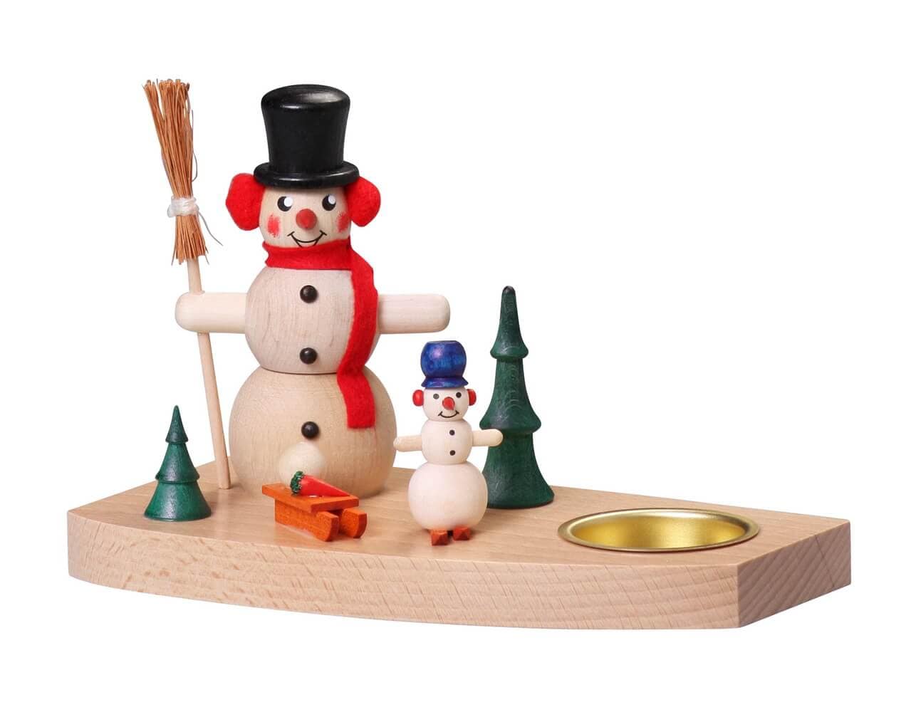 Teelichthalter mit großem & kleinem Schneemann, 15 cm von Thomas Preißler