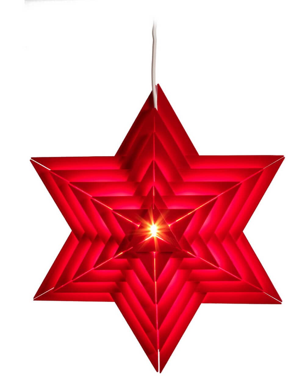 Beleuchtete Weihnachtssterne aus dem Erzgebirge