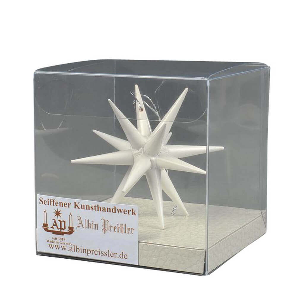 Christbaumschmuck aus Holz, Weihnachtsstern weiß, 7 cm von Albin Preißler