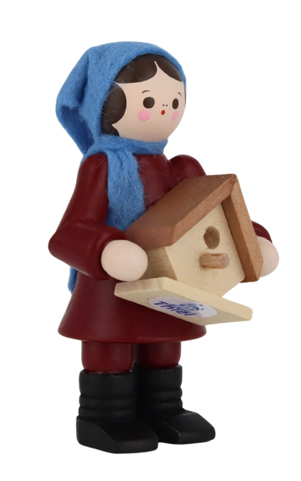 Miniatur Mädchen mit Nistkasten, 6 cm, farbig von Romy Thiel_3