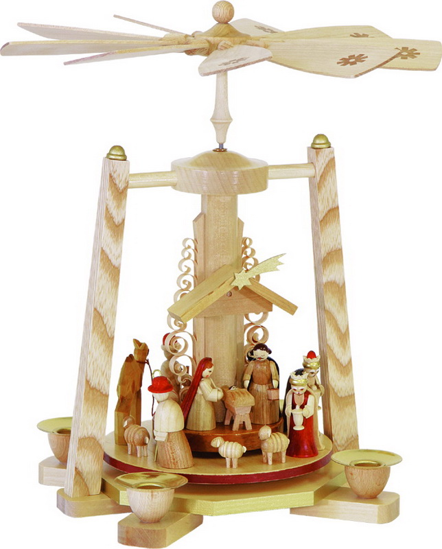 Weihnachtspyramide mit Christi Geburt, natur, 29 cm von Richard Glässer_1