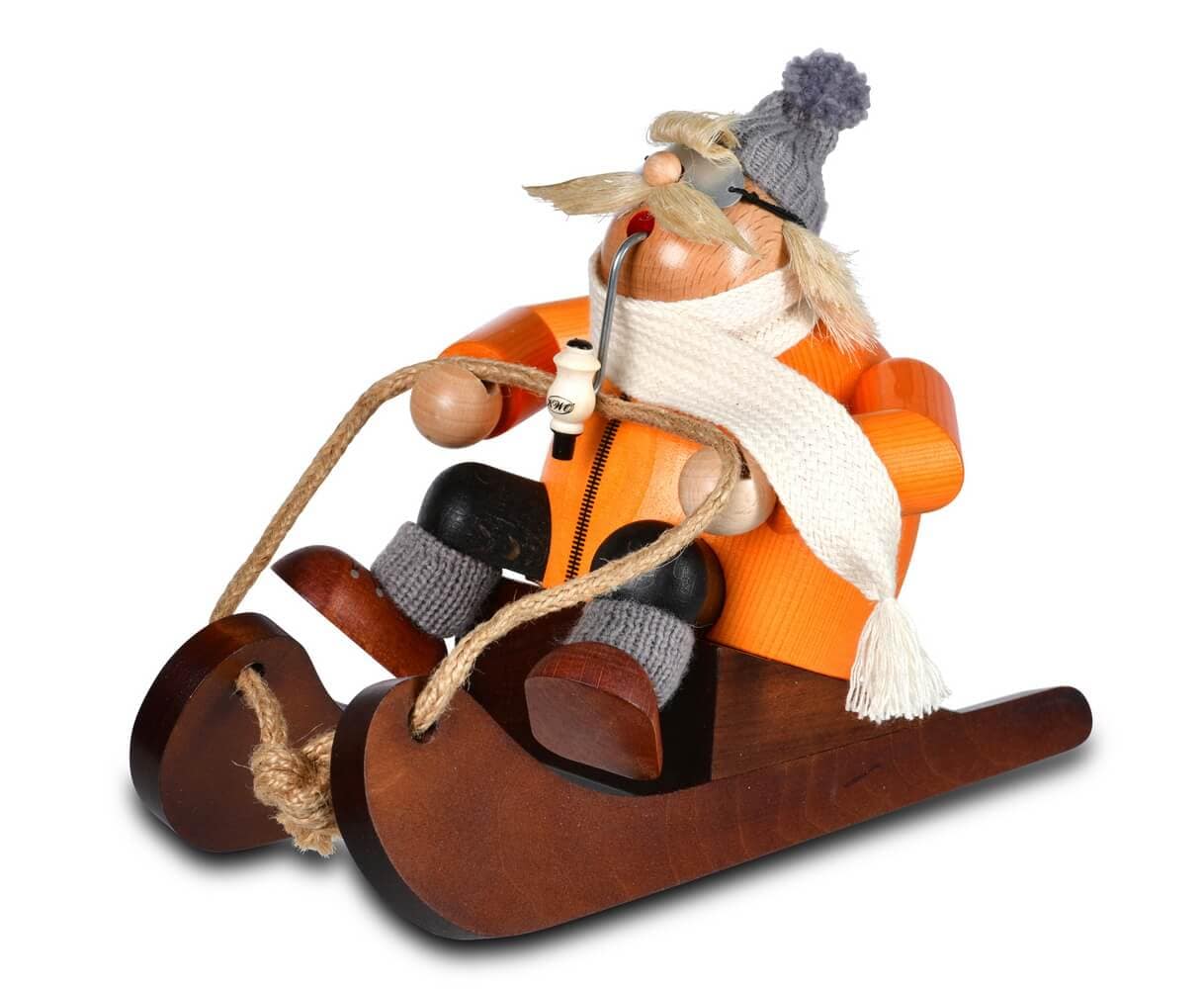 Räuchermännchen Rodler Andi auf einem Schlitten, 16 cm von KWO