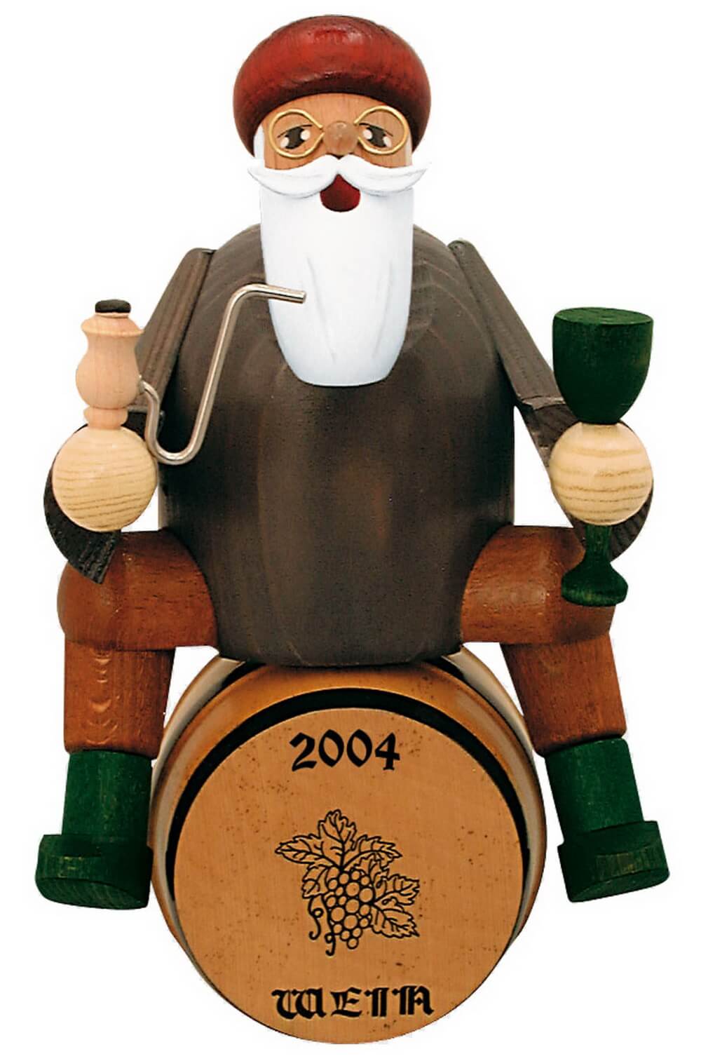 Räuchermännchen Weinhändler mit Fass, 18 cm, farbig von KWO