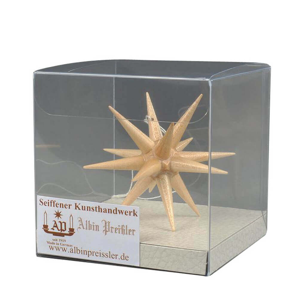 Christbaumschmuck aus Holz, Weihnachtsstern natur, 7 cm von Albin Preißler