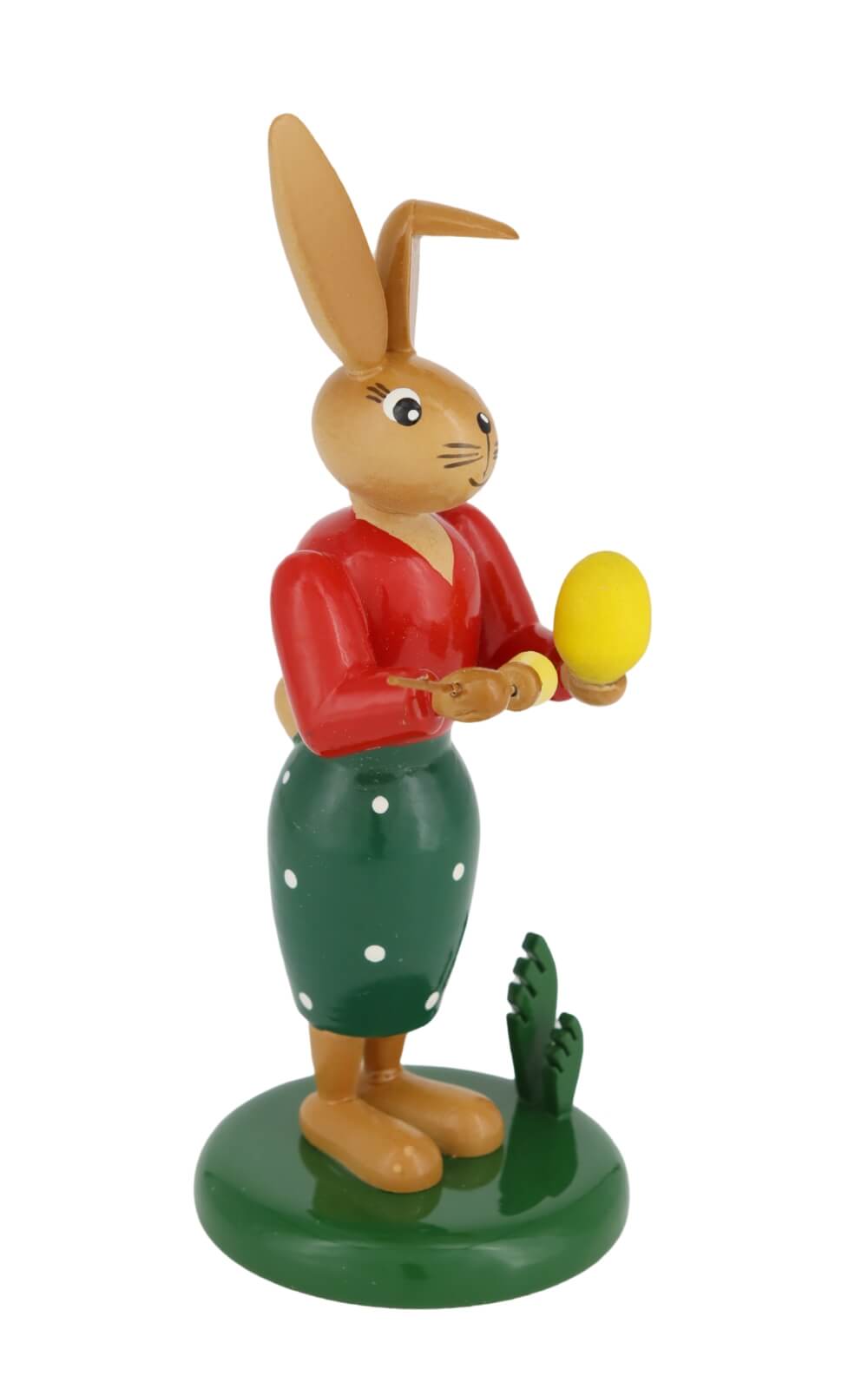 Osterhase - Häsin mit Pinsel und Ei, 12 cm von Holzkunst Gahlenz_2