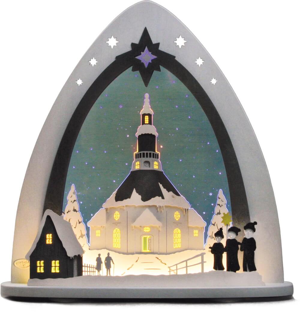 LED Schwibbogen - Lichterspitze Seiffener Kirche von Weigla