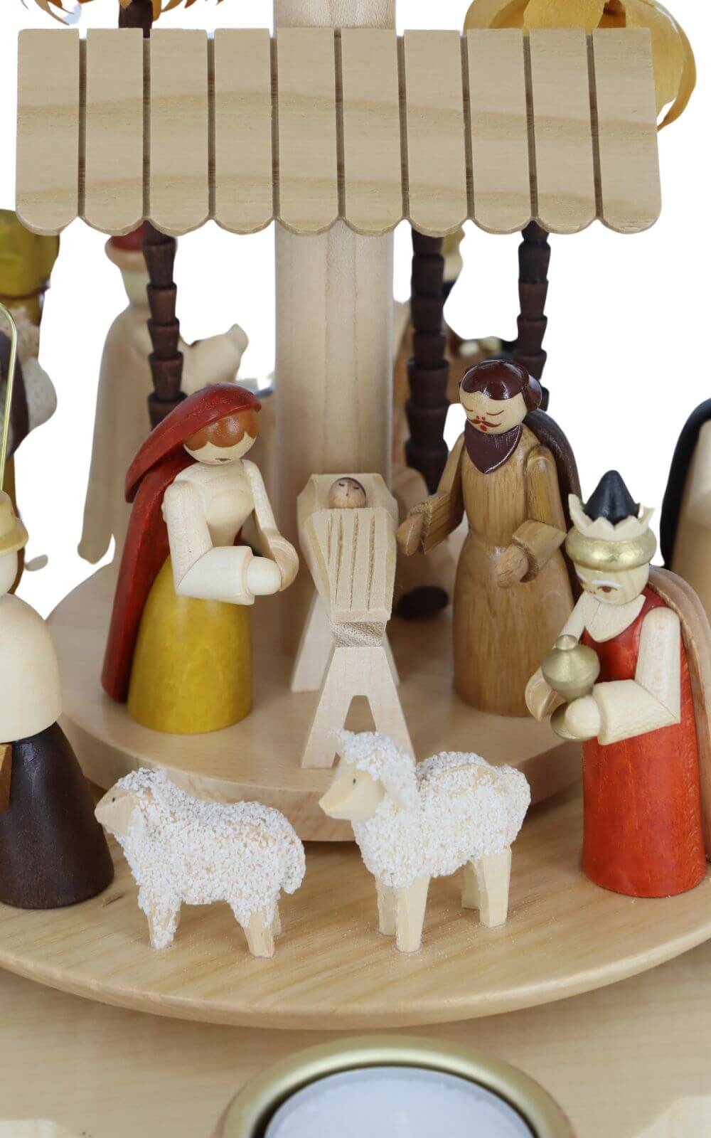 Weihnachtspyramide für Teelichte, Christi Geburt, 40 cm, natur von Richard Glässer_3