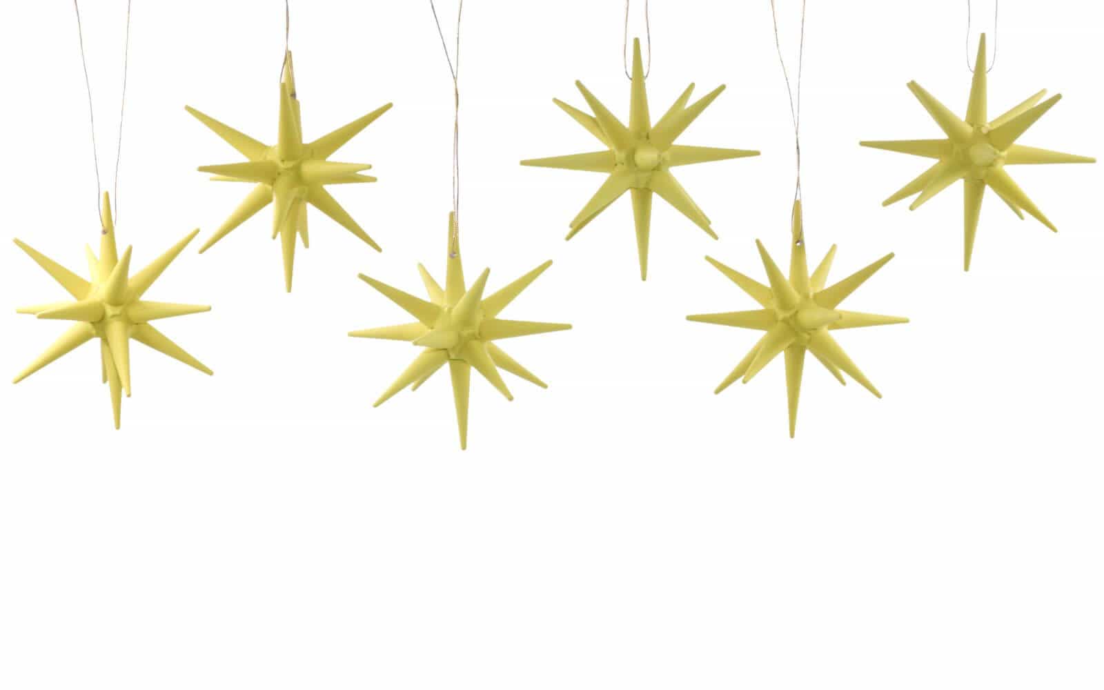 Christbaumschmuck aus Holz, Weihnachtssterne gelb, 6-teilig von Albin Preißler_Bild1