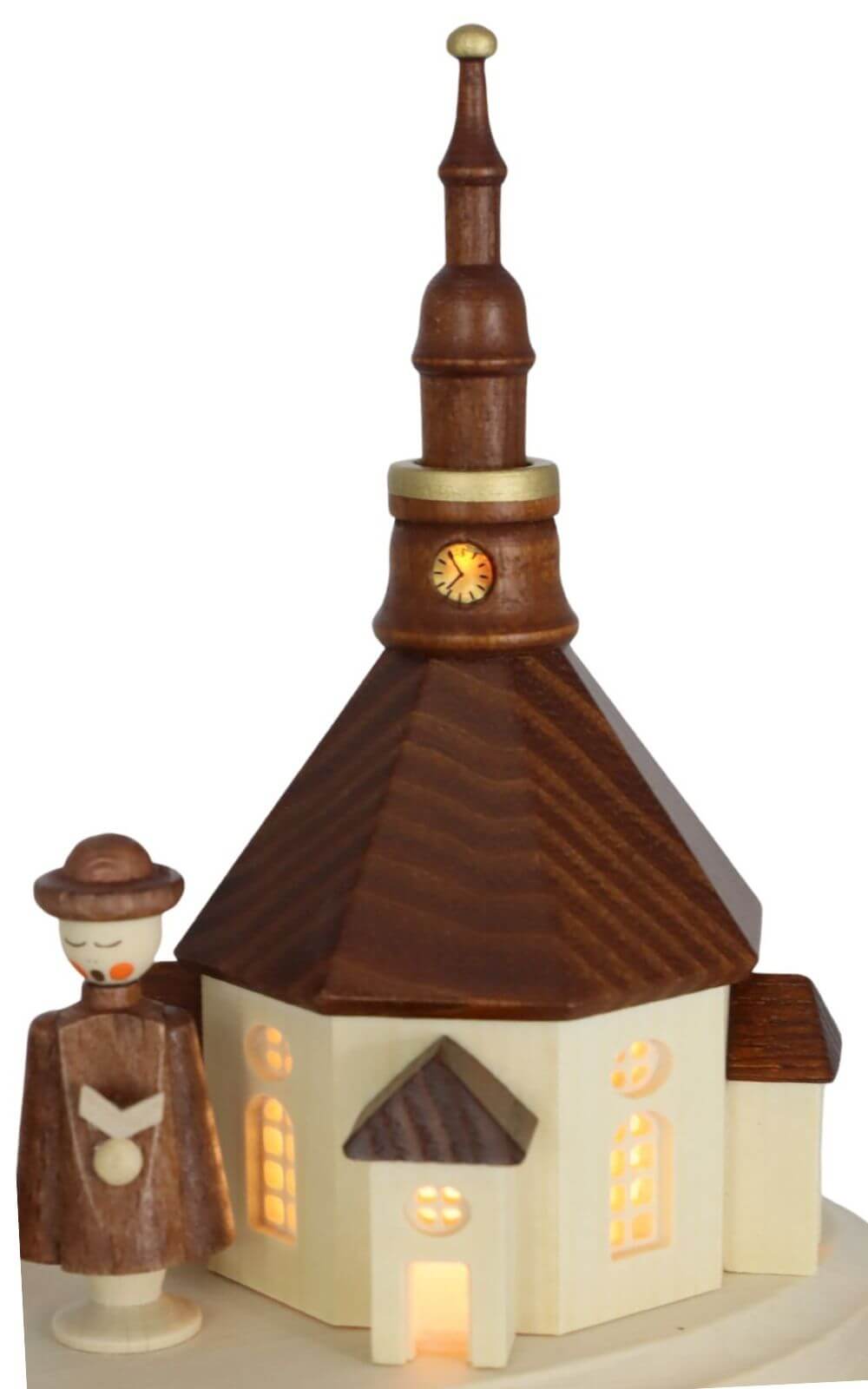 Sockel mit Seiffener Dorf und Kurrende, 20 cm, natur von SEIFFEN.COM_5