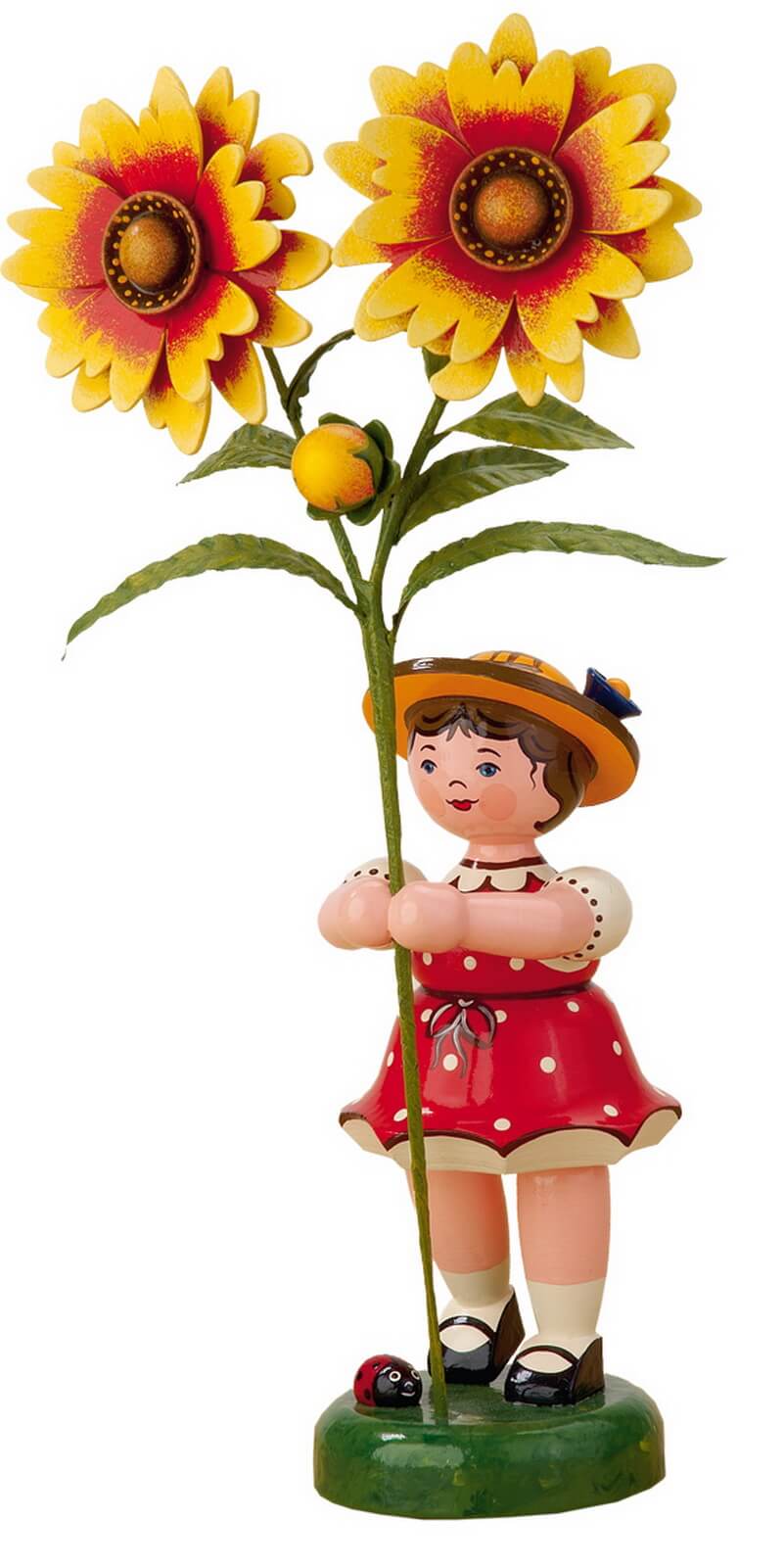 Blumenkind Mädchen mit Kokardenblume, 24 cm von Hubrig Volkskunst