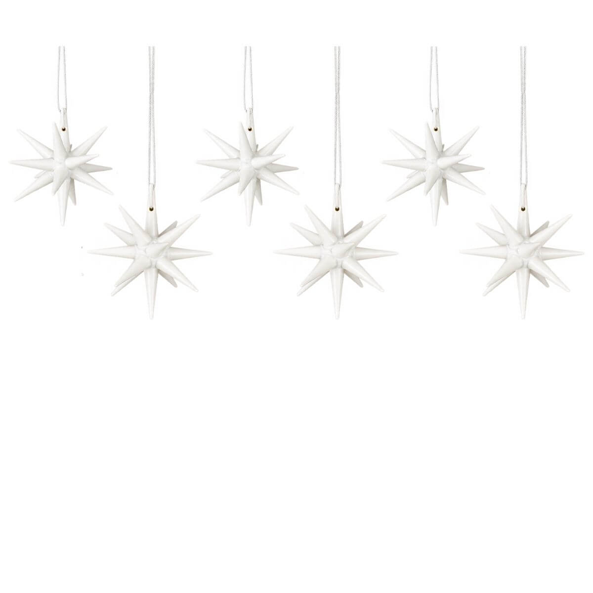 Weihnachtsbaumschmuck aus Holz, Sterne zum Hängen, weiß, 6-teilig von Albin Preißler